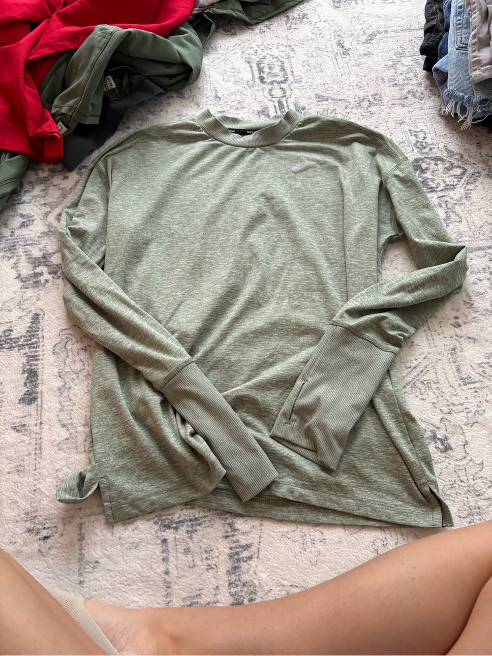 Nike Dri-FIT Heathered Olive Green Crewneck